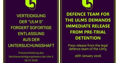 PM: Verteidigung der „Ulm 5“ fordert sofortige Entlassung aus Untersuchungshaft