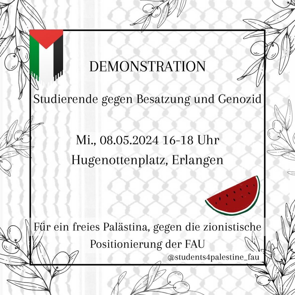 DEMONSTRATION: Studierende gegen Besatzung und Genozid