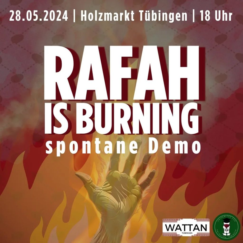 Spontane Demo auf dem Holzmarkt : RAFAH IS BURNING