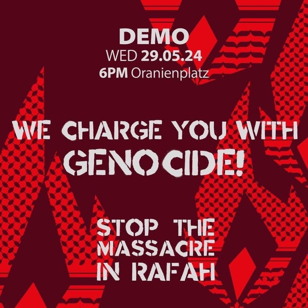 WE CHARGE YOU WITH GENOCIDE! STOP THE MASSACRE IN RAFAH