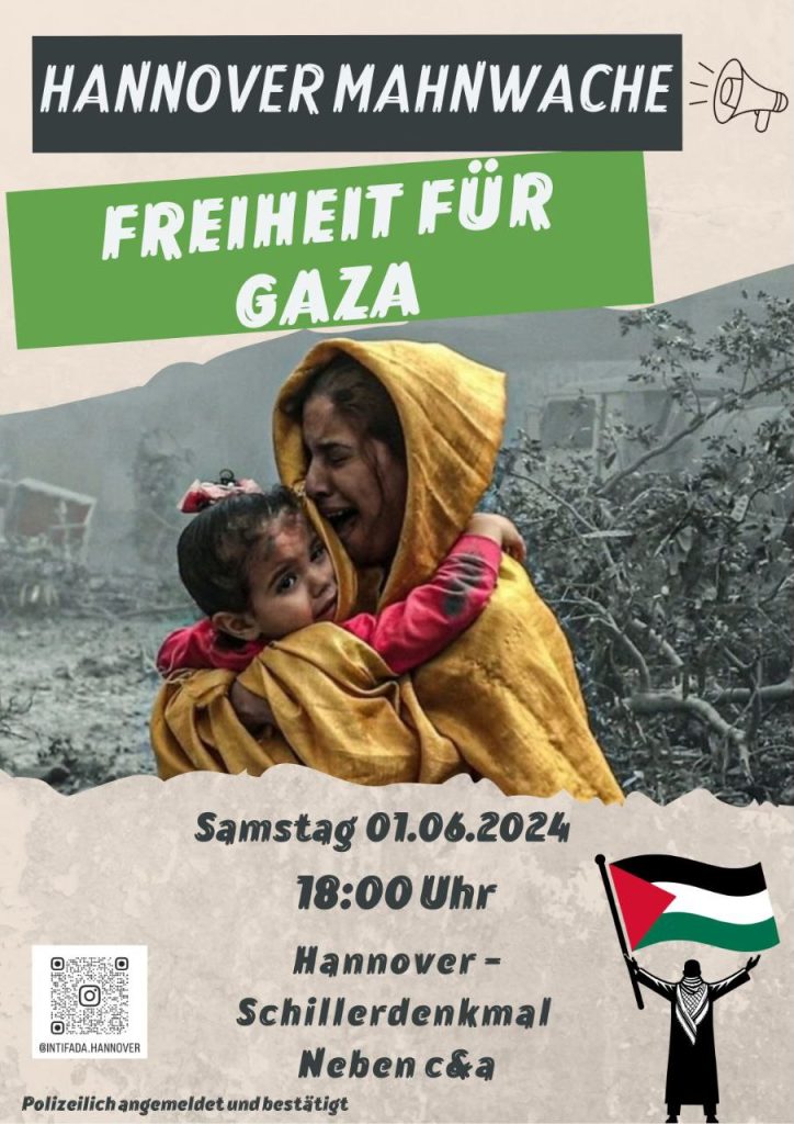 HANNOVER  MAHNWACHE - FREIHEIT FÜR GAZA