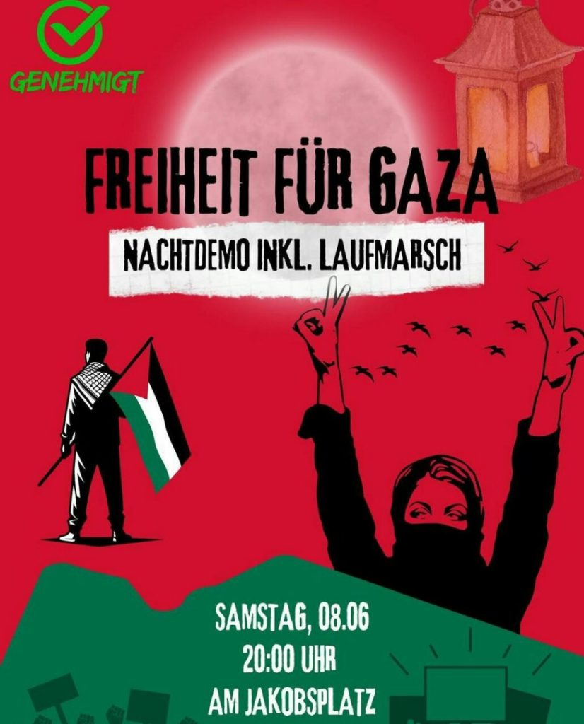 FREIHEIT FÜR GAZA - NACHTDEMO INKL. LAUFMARSCH