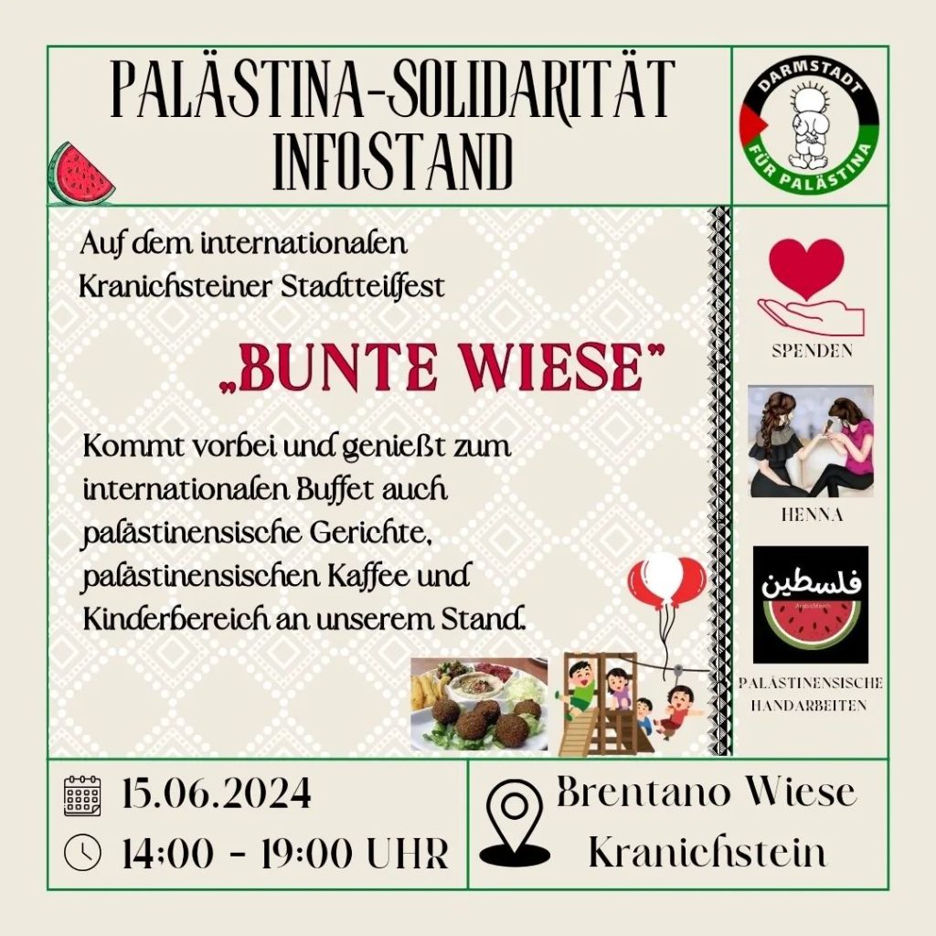 Palästina Solidarität auf der \"BUNTE WIESE\" IN KRANICHSTEIN