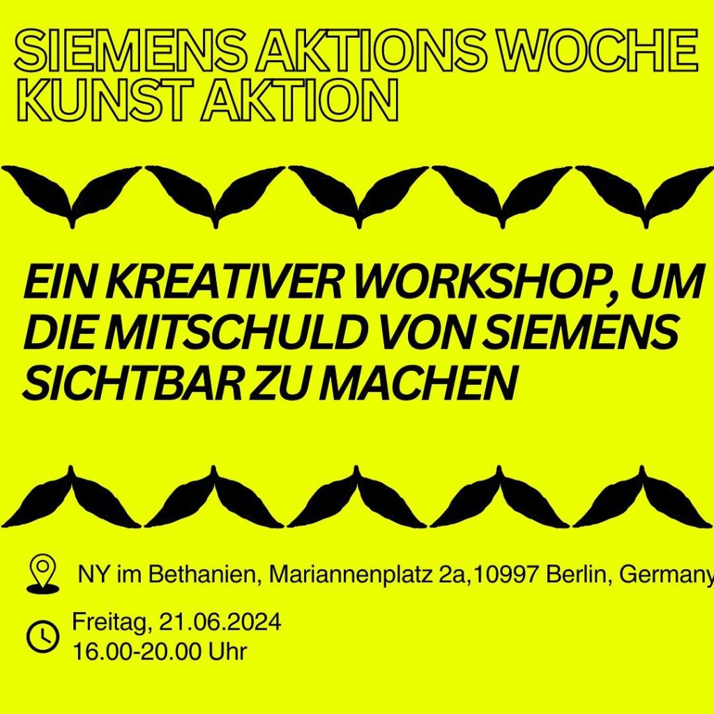 Ein kreativer workshop, um die Mitschuld von Siemens sichtbar zu machen - Boycott Siemens Action Week