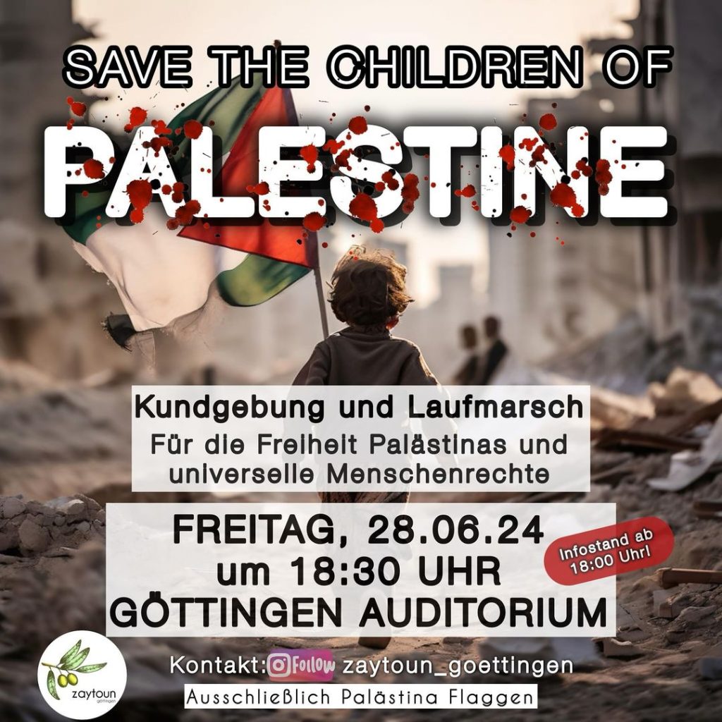 Kundgebung und Laufmarsch - Für die Freiheit Palästinas und universelle Menschenrechte