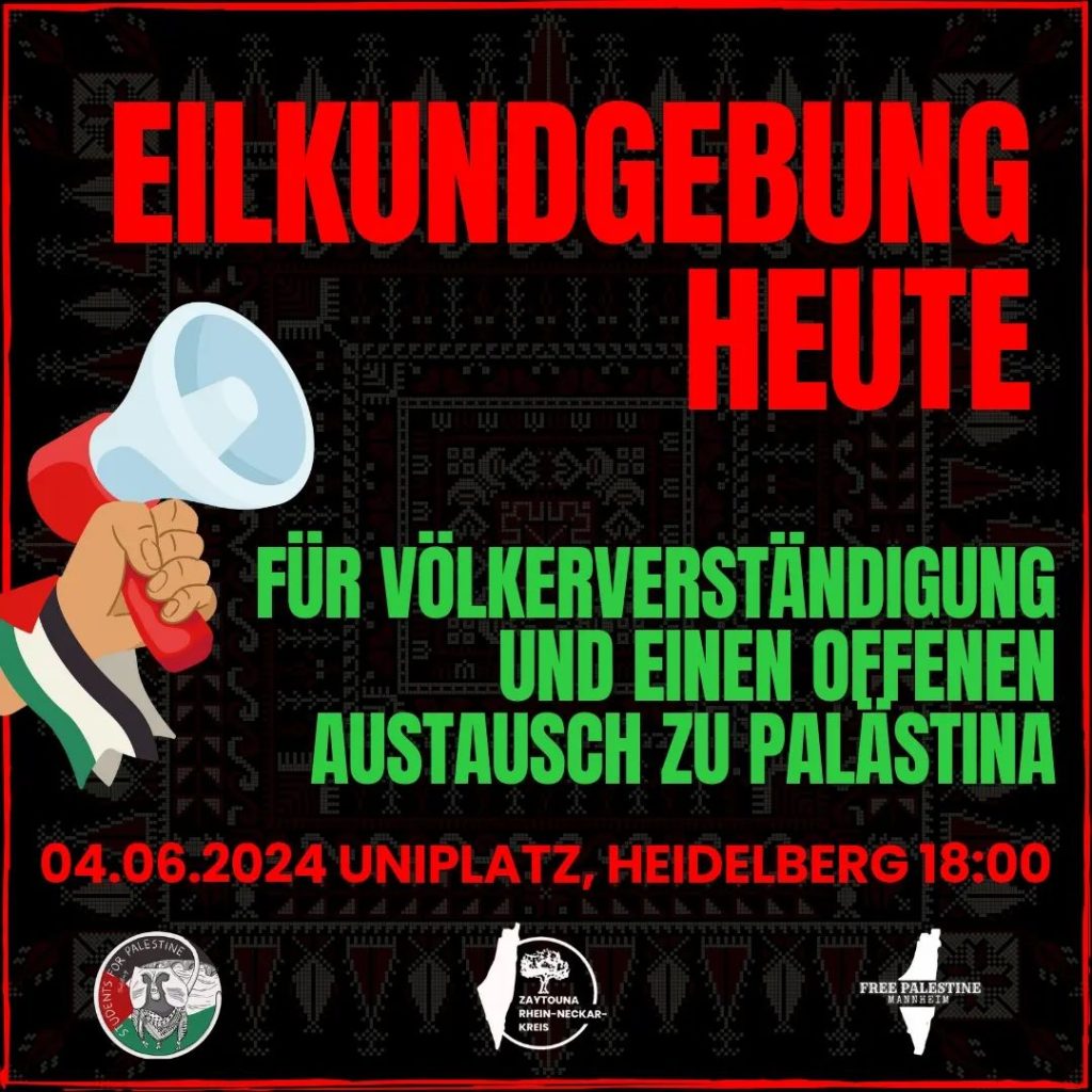 Eilkundgebung - Für Völkerverständigung und einen offenen Austausch zu Palästina