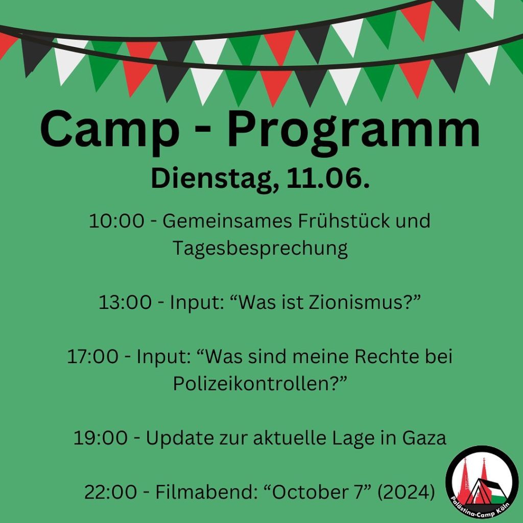 Camp-Programm - Was ist Zionismus? Was sind meine Rechte bei Polizeikontrollen? Update zur aktuellen Lage  in Gaza