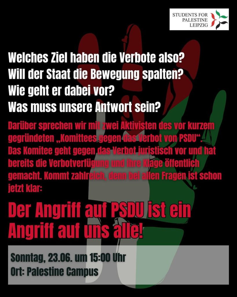 Austauschrunde mit Aktivisten des Komitees gegen das Verbot von Palästina Solidarität Duisburg