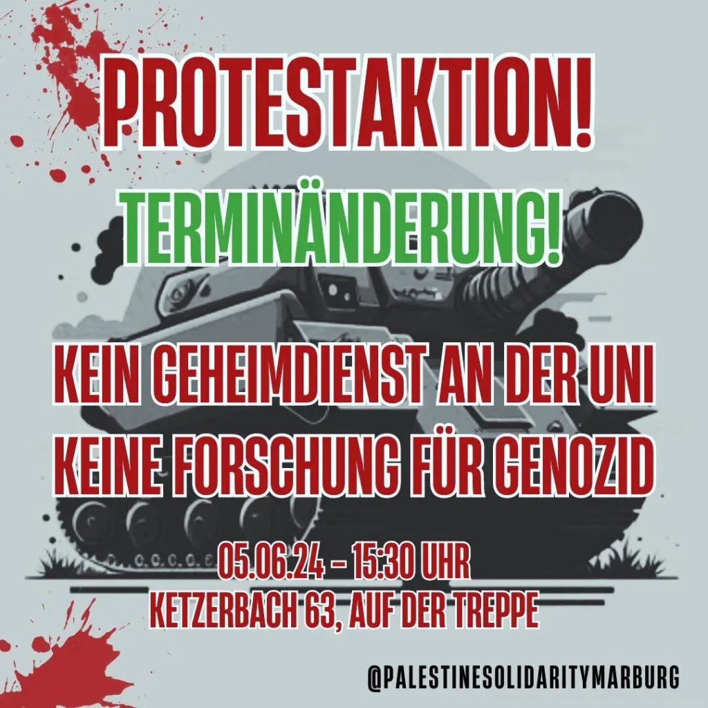 Protestaktion - Kein Geheimdienst an der Uni - Keine Forschung für Genozid