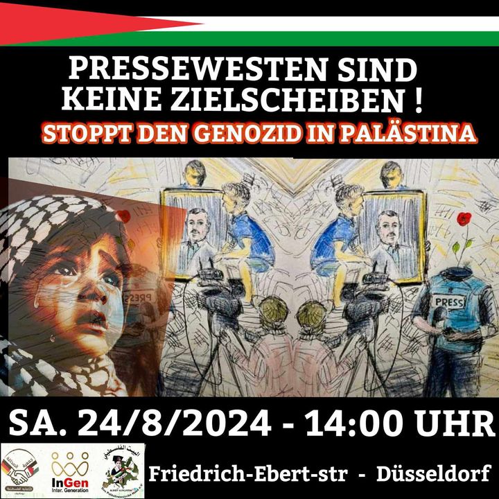 PRESSEWESTEN SIND KEINE ZIELSCHEIBEN! STOPPT DEN GENOZID IN PALÄSTINA
