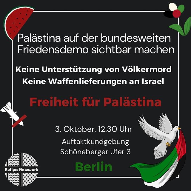Palästina auf der bundesweiten Friedensdemo sichtbar machen