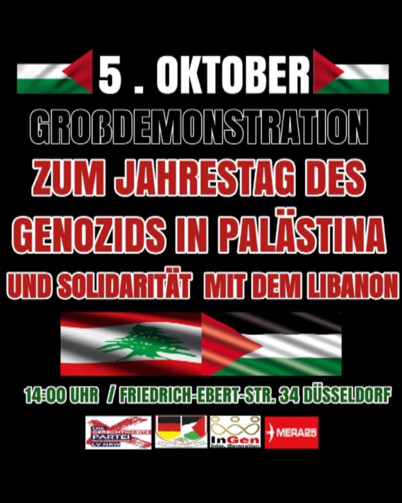 Großdemonstration zum Jahrestag des Genozids in Palästina und Solidarität mit dem Libanon