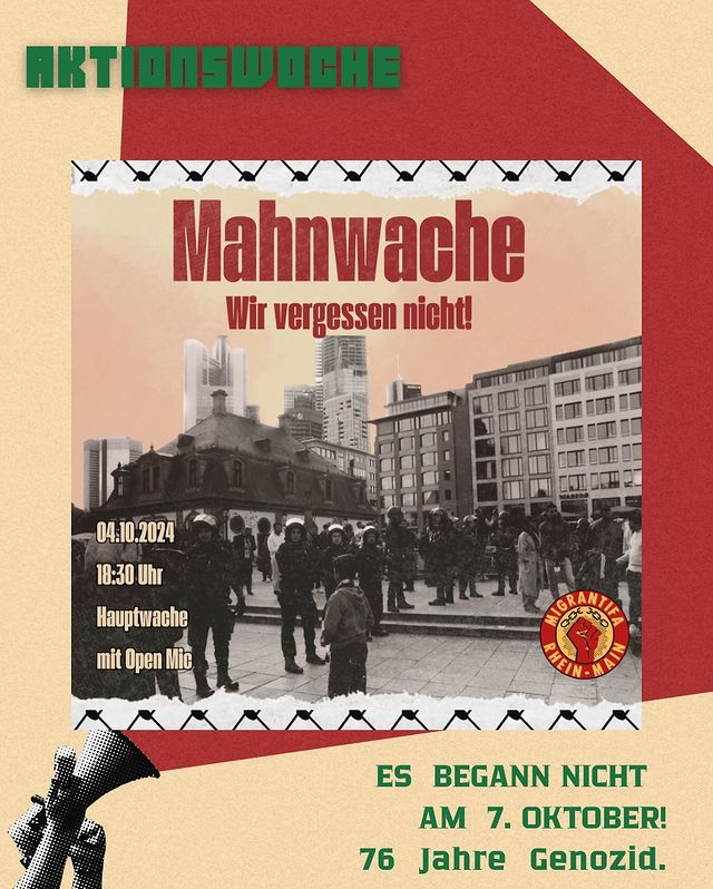 Mahnwache - Wir vergessen nicht! - Es begann nicht am 7. Oktober! 76 Jahre Genozid.