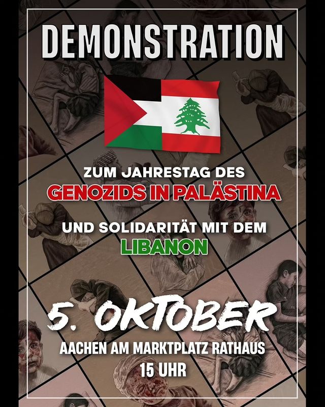 Demonstration zum Jahrestag des Genozids in Palästina und Solidarität mit dem Libanon