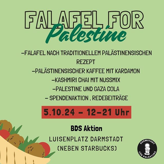 Falaffel for Palestine - BDS Aktion - Darmstadt