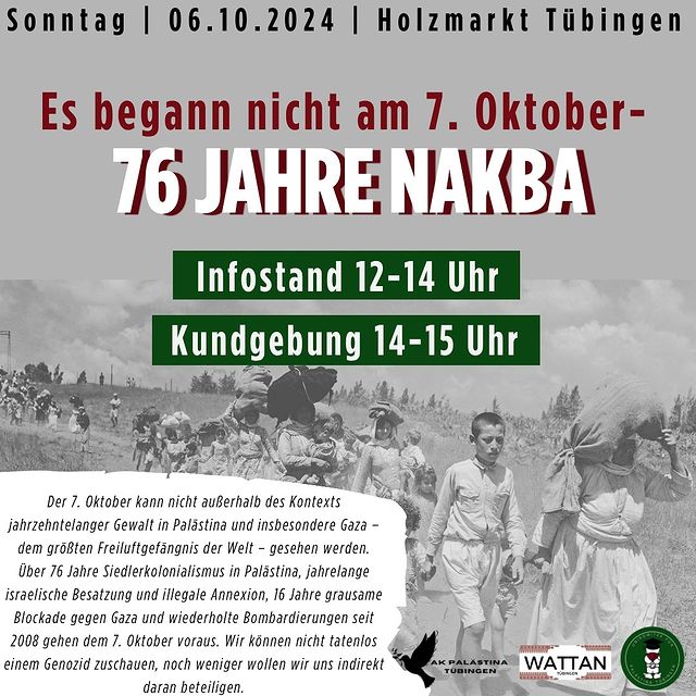 Infostand und Kundgebung - Es begann nicht am 7. Oktober - 76 Jahre Nakba