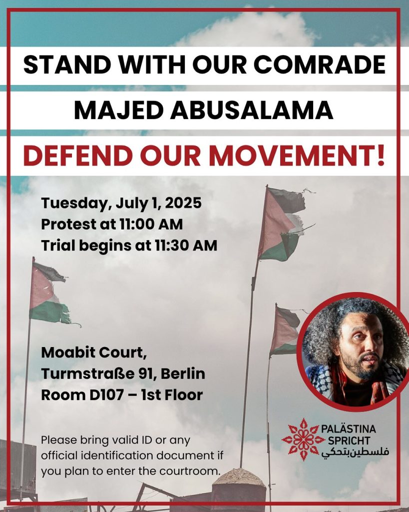 STAND WITH OUR COMRADE MAJED ABUSALAMA - DEFEND OUR MOVEMENT!