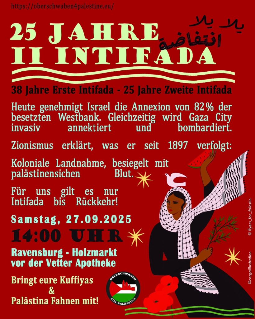 38 Jahre Erste Intifada - 25 Jahre Zweite Intifada - Holzmarkt vor der Vetter Apotheke