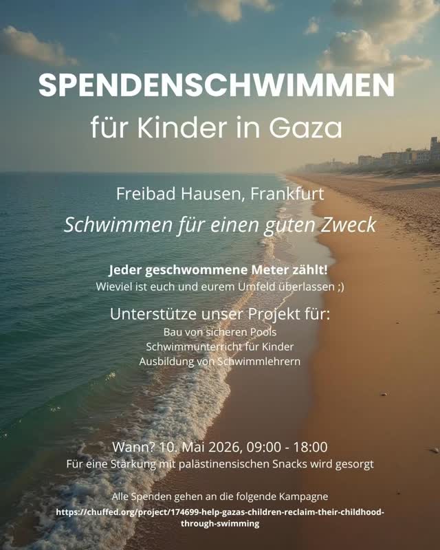 SPENDENSCHWIMMEN für Kinder in Gaza - Schwimmen für einen guten Zweck