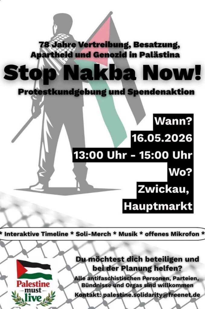Stop Nakba Now! Protestkundgebung und Spendenaktion