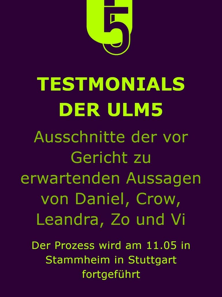 Widerstand gegen Genozid ist kein Verbrechen! Solidarität mit den Ulm5