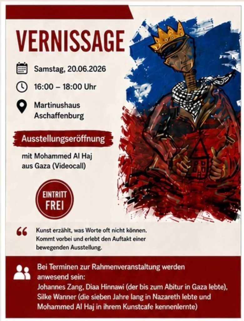 Vernissage: Ausstellungseröffnung mit Mohammed Al Haj aus Gaza (Videocall)