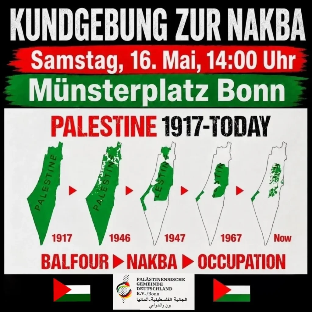 Kundgebung: Palästina 1948-2026 - Die anhaltende Katastrophe - Nakba!