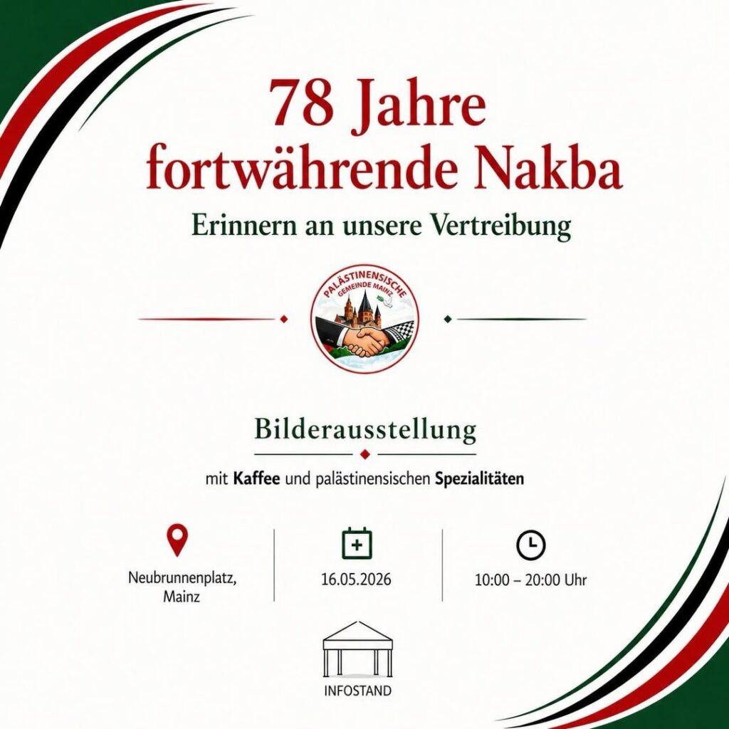 78 Jahre fortwährende Nakba - Erinnern an unsere Vertreibungn