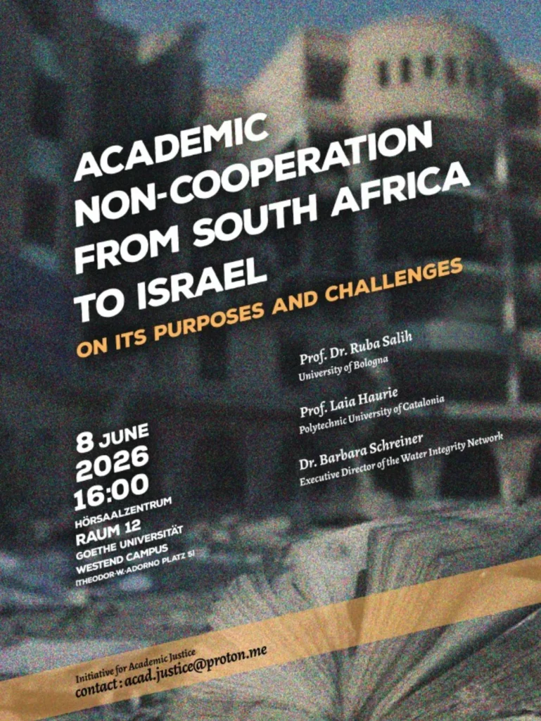 ACADEMIC NON-COOPERATION FROM SOUTH AFRICA TO ISRAEL