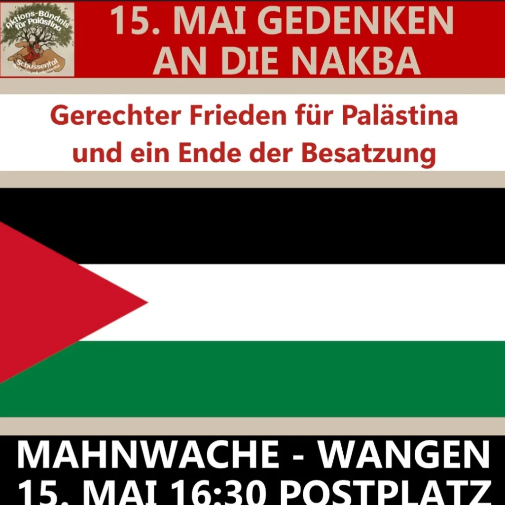 Mahnwache - 15. Mai Gedenken an die Nakba