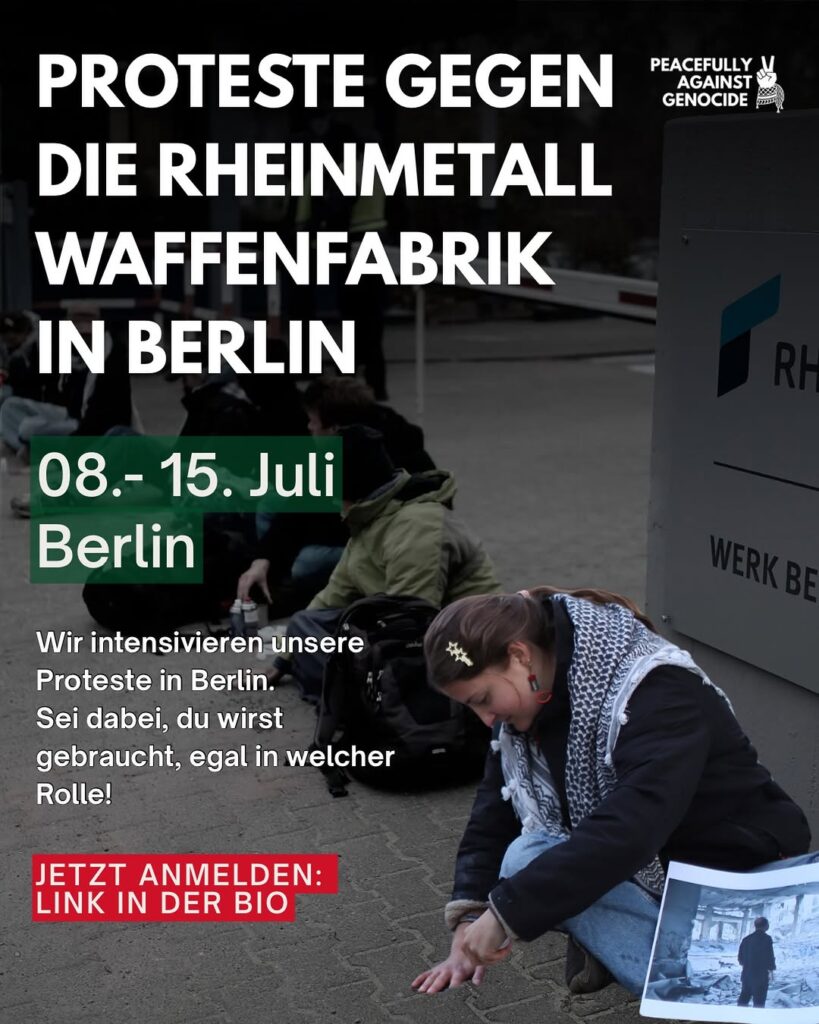 Protest gegen die Rheinmetall Waffenfabrik in Berlin