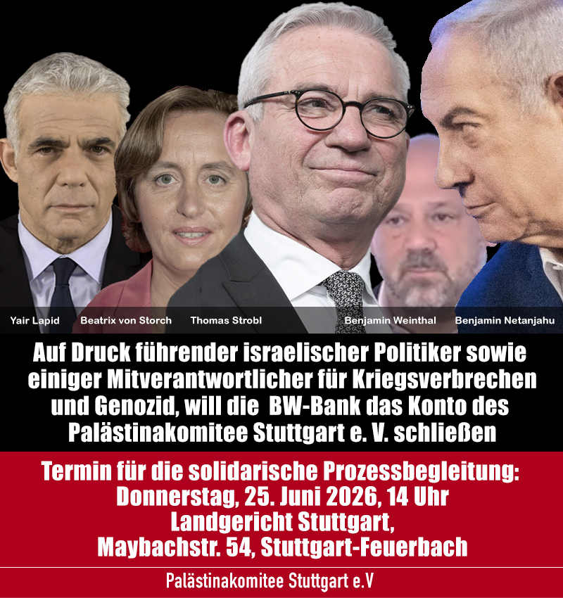 Solidarische Prozessbegleitung für das Palästinakomitee Stuttgart!