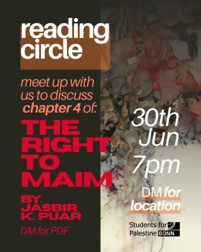 reading circle - meet up with us to discuss chapter 4 of: The Right to maim