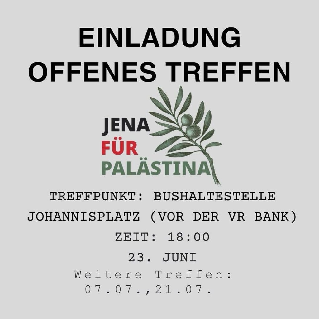 Einladung Offenes Treffen - Jena für Palästina
