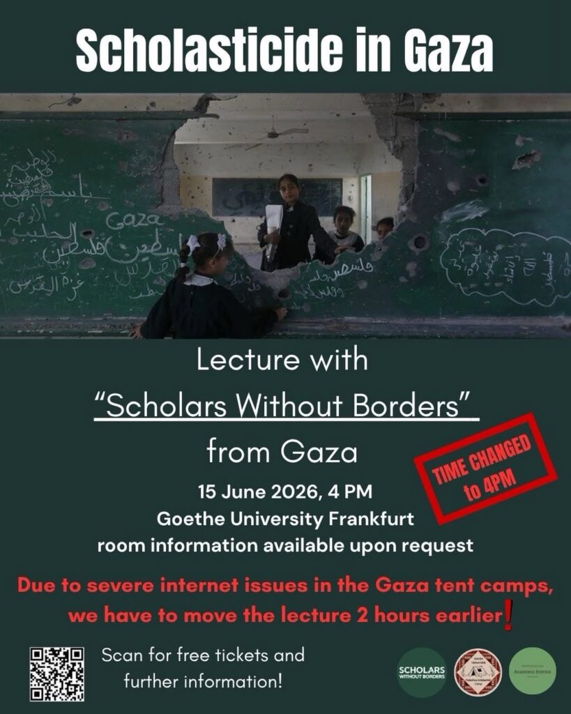 Scholasticide in Gaza - Lecture with \"Scholars Without Borders\" from Gaza
