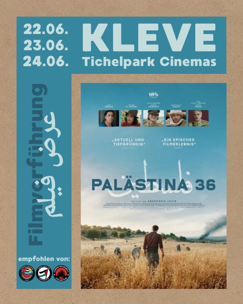 22.06 - 24.06. KLEVE Tichelpark Cinemas: PALÄSTINA 36 - unterschiedliche Anfangszeiten beachten!
