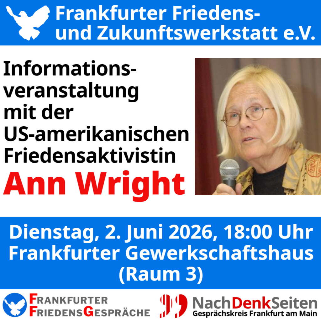Info-Veranstaltung mit der US-amerikanische Friedensaktivistin Ann Wright