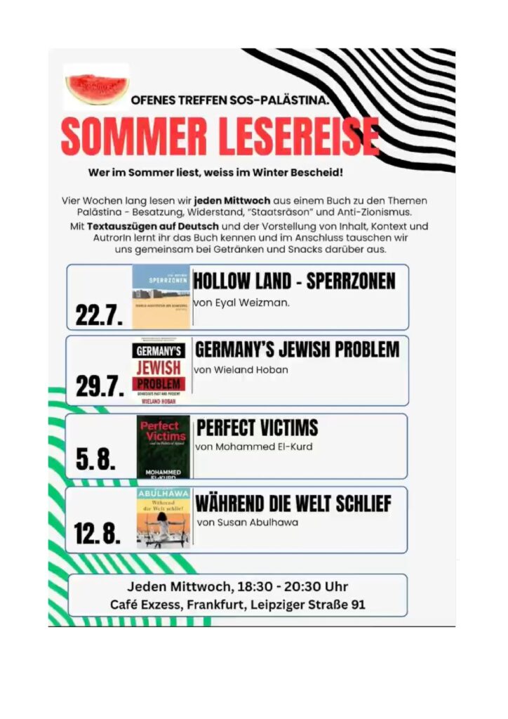 Jeden Mittwoch, 18:30 - 20:30 vom 22.07. - 12.08.: SOMMER LESEREISE  IM CAFE EXCESS