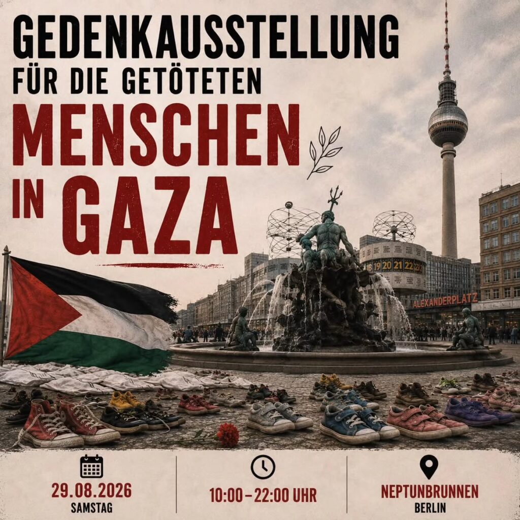 Gedenkausstellung für die getöteten Menschen in Gaza