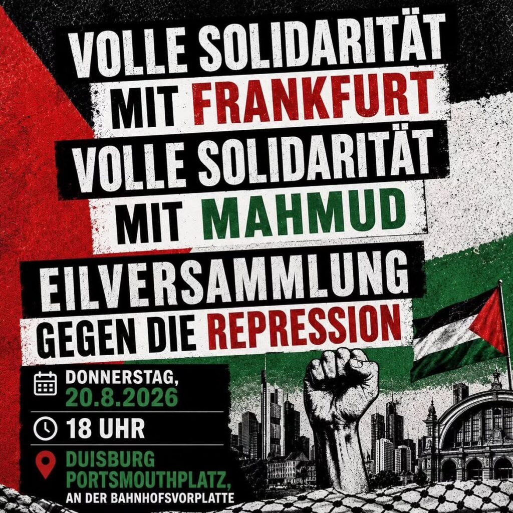 Eilversammlung gegen die Repression - Volle Solidarität mit Frankfurt - Volle Solidarität mit Mahmud