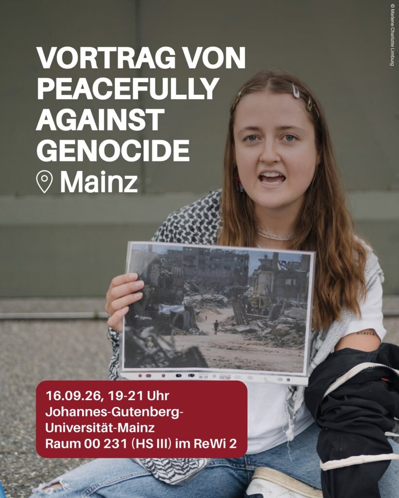 Vortrag von Peacefully Against Genocide