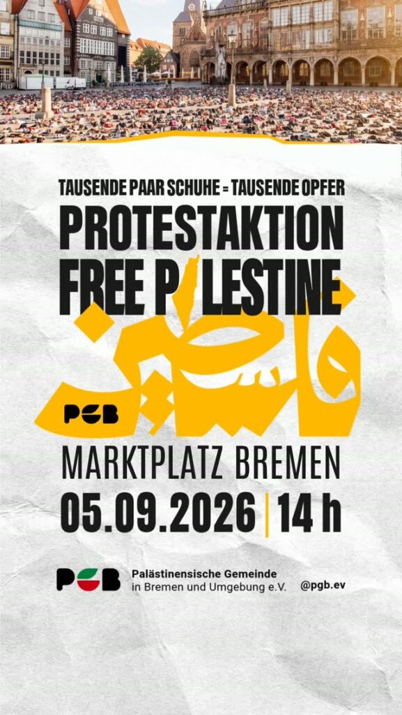 TAUSENDE PAAR SCHUHE = TAUSENDE OPFER  - PROTESTAKTION FREE PALESTINE