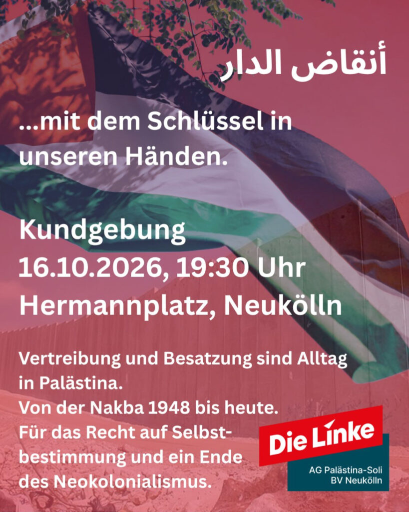 Kundgebung: Wohnen ist ein Menschenrecht – auch in Palästina