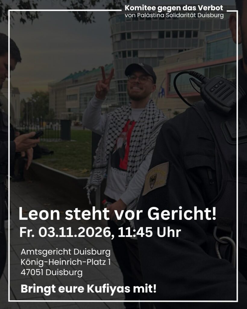 Solidarität mit Leon!  Kommt zur Prozessbeobachtung und zeigt eure Solidarität!