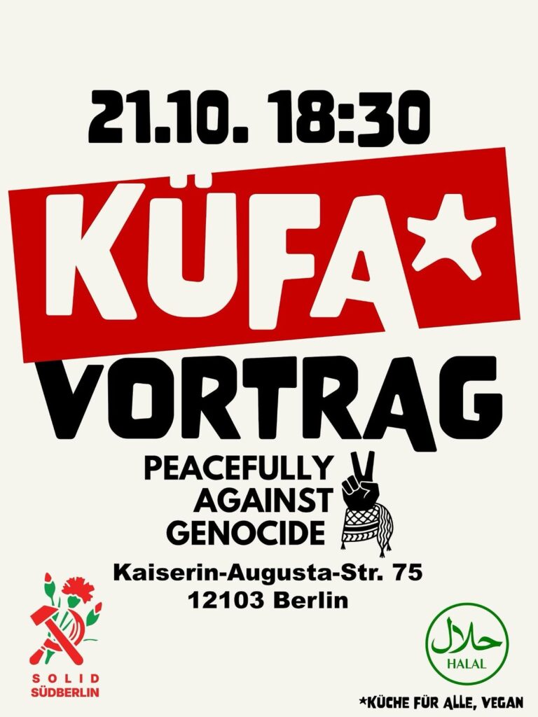 KÜFA und Vortrag - Kein Profit mit Völkermord! Was tun gegen die Mittäterschaft der deutschen Waffenindustrie?